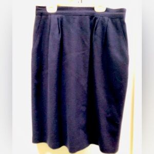Elegant 100% Wool Lined Navy Blue Women's Skirt
